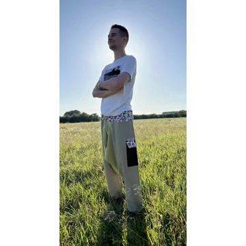 BeerLak (drapp, sör mintás férfi pamut nadrág fekete zsebbel)