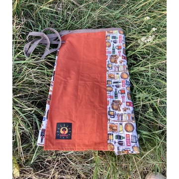 Fogd meg a söröm - MrWhiteBraun! (sörös fehér mintás, narancs színű barna megkötős pamut férfi szoknya)