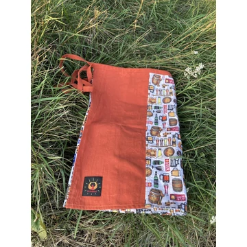 Fogd meg a söröm - MrWhite! (sörös fehér mintás, narancs színű megkötős pamut férfi szoknya)