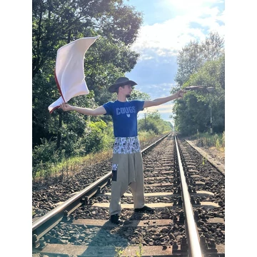 Vigyázz, kész, nyuszi! (khaki zöld, mintás férfi pamut nadrág zsebbel)