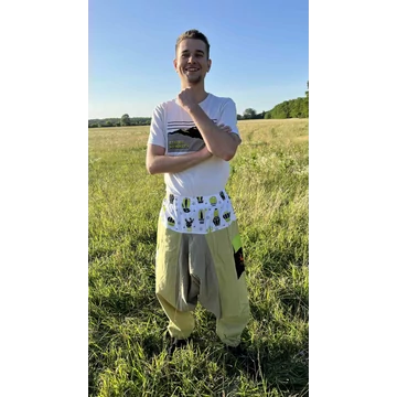 SpikyWest (zöld, kaktusz mintás férfi pamut nadrág zsebbel)