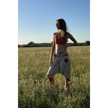 Vogue (divat mintás, világos barna női pamut térdnadrág)