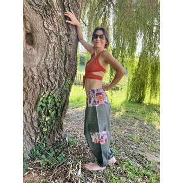 Fashion (szürke, divat mintás női  pamut nadrág)