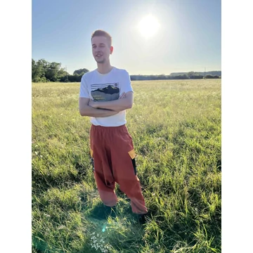 PocketBeer (narancs színű, pamut férfi nadrág, sörös mintás zsebbel)