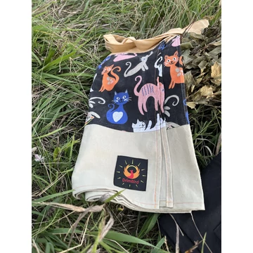 VidámCicák (színes cica mintás, világos zöld/barna pamut szoknya)