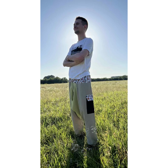 BeerLak (drapp, sör mintás férfi pamut nadrág fekete zsebbel)