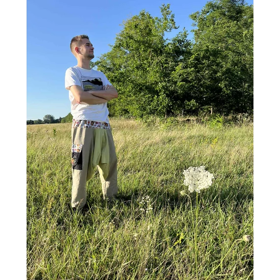 BeerLak (drapp, sör mintás férfi pamut nadrág fekete zsebbel)