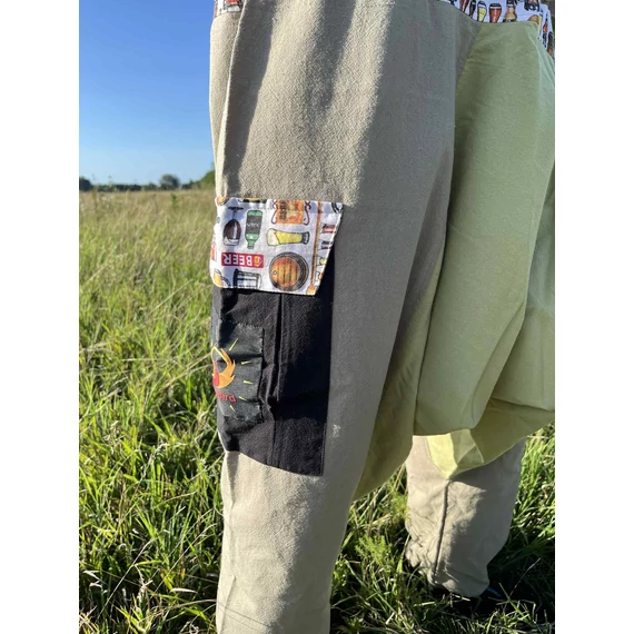 BeerLak (drapp, sör mintás férfi pamut nadrág fekete zsebbel)