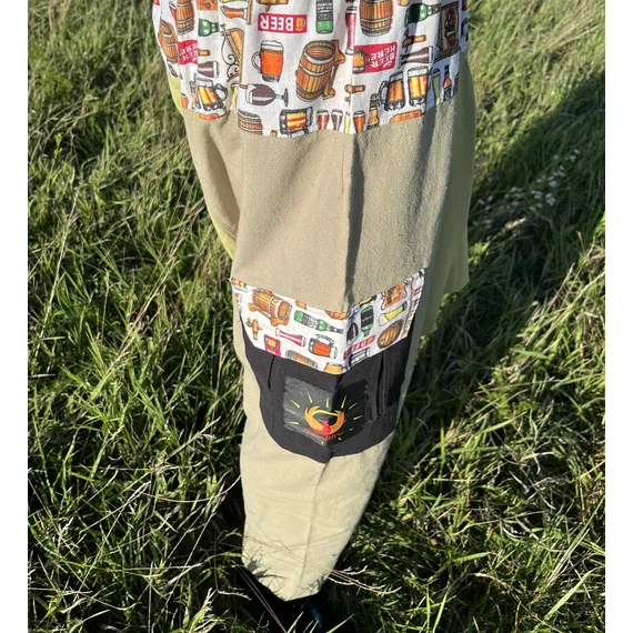 BeerLak (drapp, sör mintás férfi pamut nadrág fekete zsebbel)