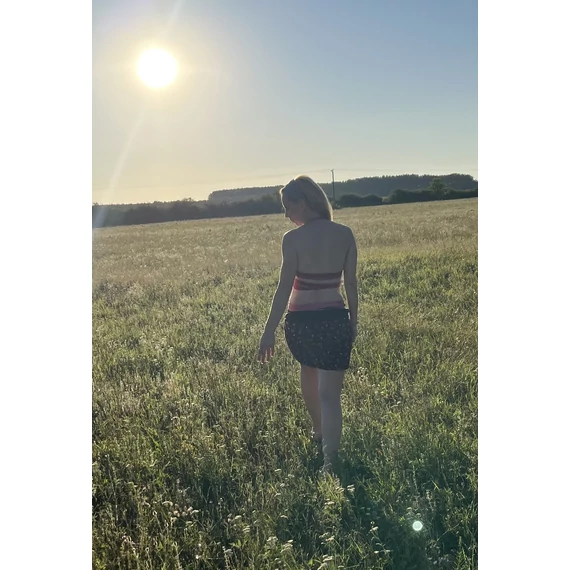 PinkCat (rózsaszín cica/denevér mintás, fekete pamut szoknya)