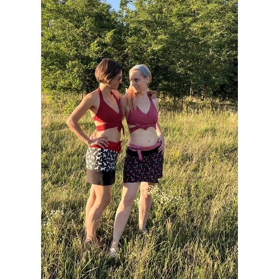 PinkCat (rózsaszín cica/denevér mintás, fekete pamut szoknya)