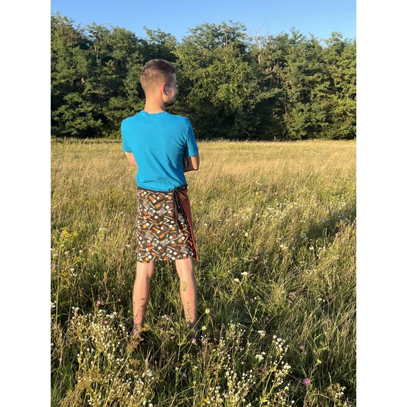 Fogd meg a söröm - MrBlackOrange! (sörös fekete mintás, narancs színű megkötős pamut férfi szoknya)