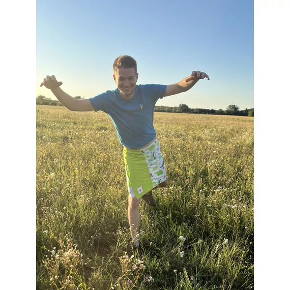 GreenDino (dino mintás, zöld színű megkötős pamut férfi szoknya)