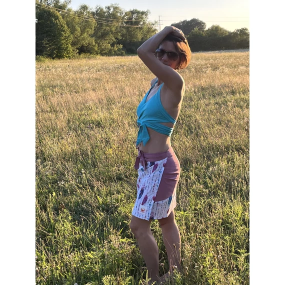 PinkPlume (kék-rózsaszín indián tollas, fehér pamut szoknya)