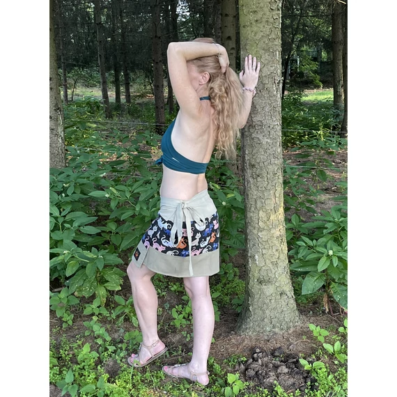 KittyPop (színes cica mintás, világos zöld pamut szoknya)