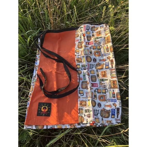 Fogd meg a söröm - MrWhiteBlack! (sörös fehér mintás, narancs színű fekete megkötős pamut férfi szoknya)