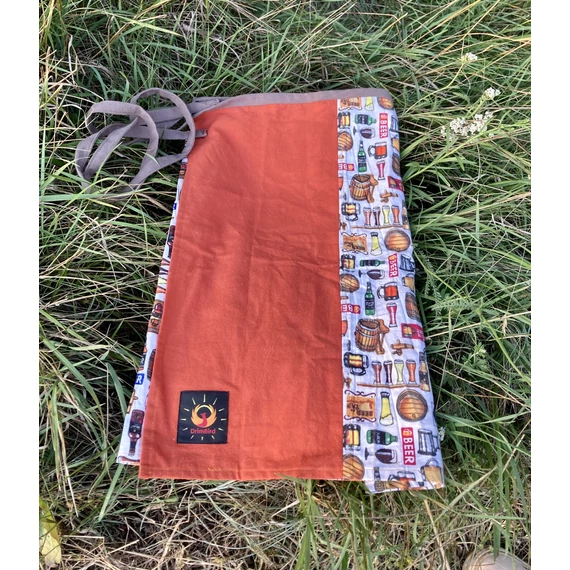 Fogd meg a söröm - MrWhiteBraun! (sörös fehér mintás, narancs színű barna megkötős pamut férfi szoknya)