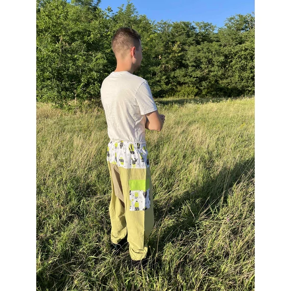 SpikyWest (zöld, kaktusz mintás férfi pamut nadrág zsebbel)