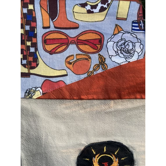 Vogue (divat mintás, világos barna női pamut térdnadrág)