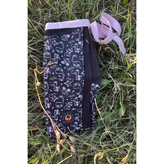 PinkoSaurusBlack (rózsaszín dínó mintás, fekete pamut szoknya)