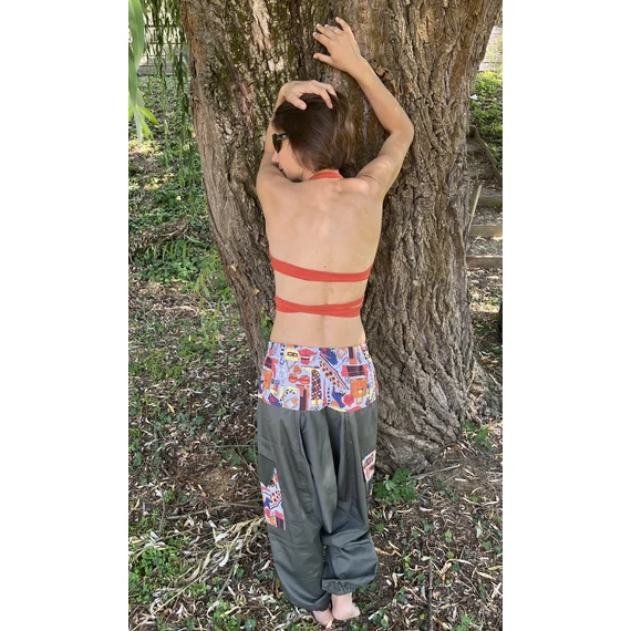 Fashion (szürke, divat mintás női  pamut nadrág)