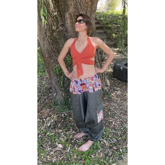 Fashion (szürke, divat mintás női  pamut nadrág)