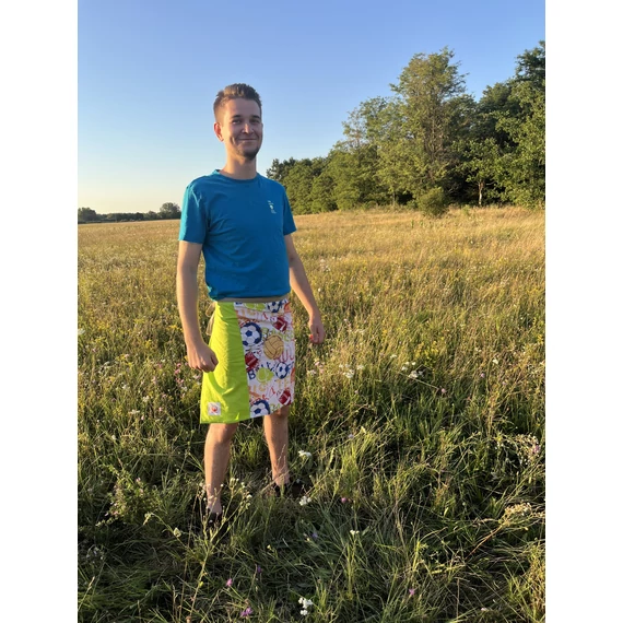 PlayBall (labda mintás, zöld megkötős pamut férfi szoknya)