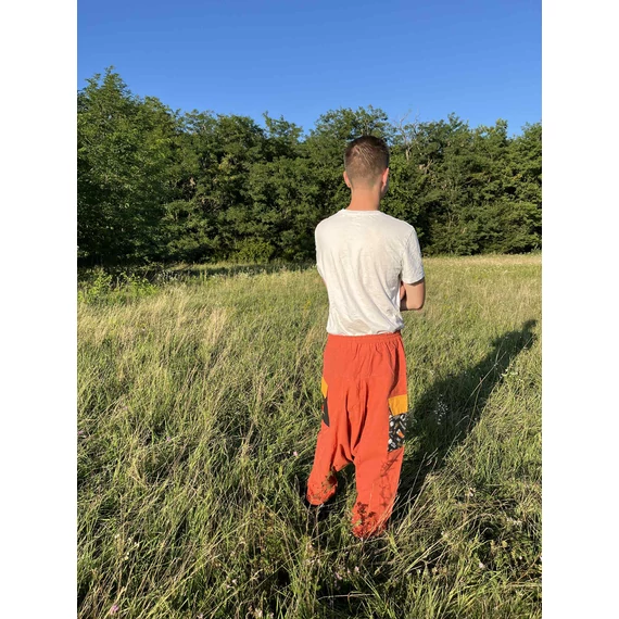 PocketBeer (narancs színű, pamut férfi nadrág, sörös mintás zsebbel)