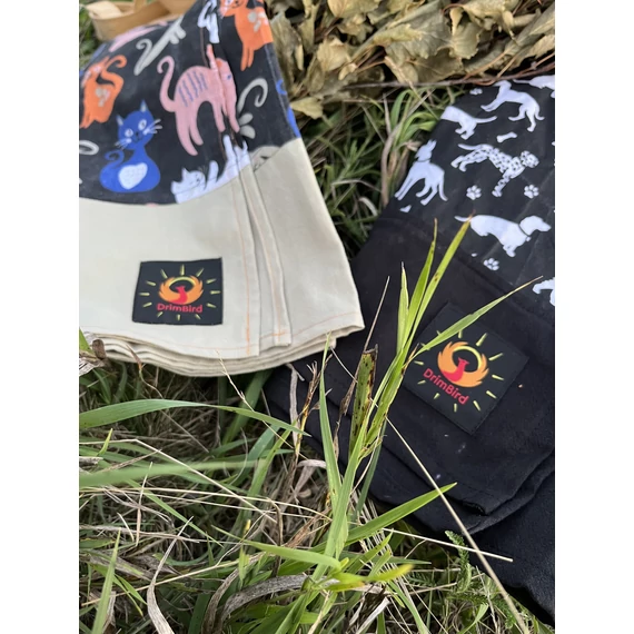 VidámCicák (színes cica mintás, világos zöld/barna pamut szoknya)