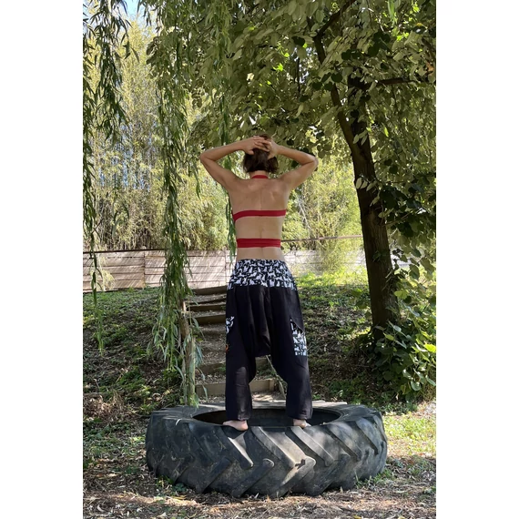 WhiteCat (fehér cica mintás, fekete női pamut nadrág)